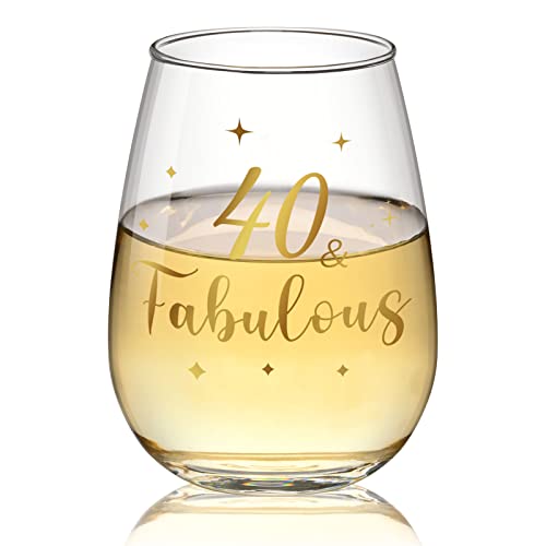 Cadeau de 40e anniversaire pour femme - Verre à vin doré pour 40e anniversaire de mariage, cadeau personnalisé pour amis, homme, femme, 425,2 g Cover