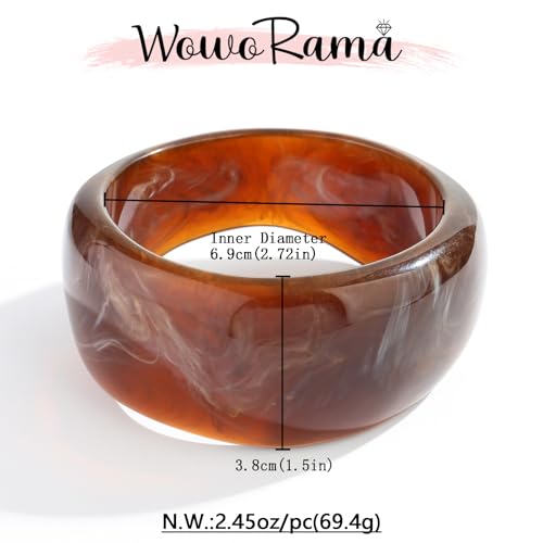 WOWORAMA Colorful Resin Acrylic Bangle Bracelets for Women Geometric Chunky Mottled Acetate Resin Bangles Wide Acrylic Plastic Bracelets Statement Jewelry