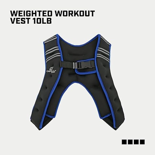 Capelli Sport Running Weighted Vest, Neoprene Adjustable Weighted Vest for Men and Women, Blue/Black, 10 lbs