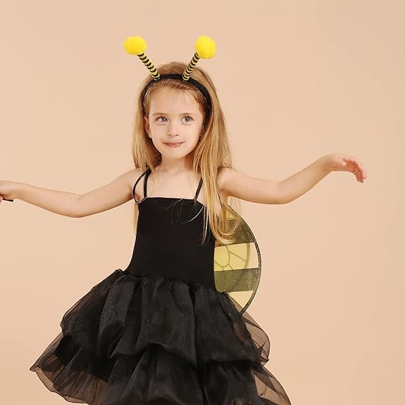 JeVenis Bumble Bee Costume Bee Wings Headband Costume Toddler Bumblebee Party Supplies Carnival Party Costume - Image 3