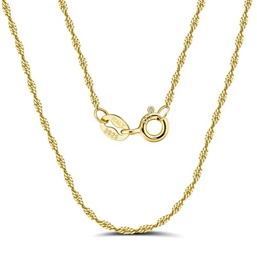 Collier chaîne Singapour 1.5mm en maille torsadée délicate pour femme