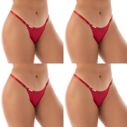 Kit 4 Calcinhas Tangas Fio Dental com Regulagem | Tanga Sol cor:vermelho;tamanho:P