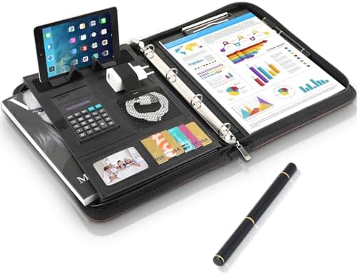 Cartella Portadocumenti A4 Con Porta Cellulare - Pelle PU Impermeabile, Nero - Foto 3