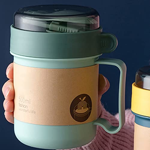 KKYOYRE Copo de sopa portátil de 500 ml, recipientes de sopa isolados de plástico com tampa e colher