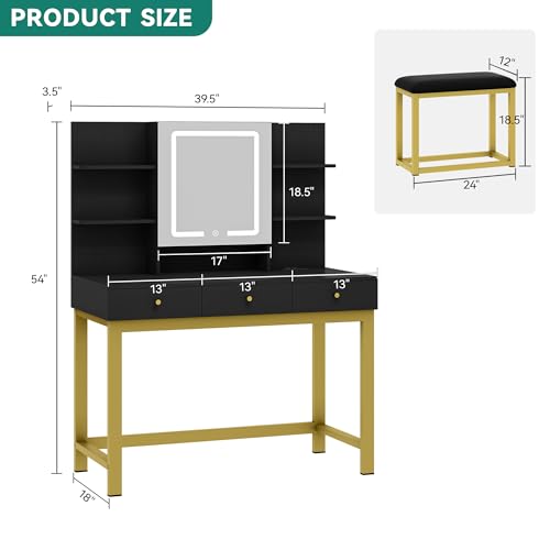 Image of YITAHOME Makeup Vanity Desk Set with Mirror and Lights & Power Outlets