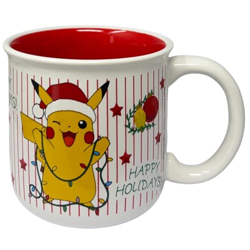 Image of Pikachu Pokemon Christmas Theme Ceramic Mug Cup Breakfast Bowl 14oz for Kids