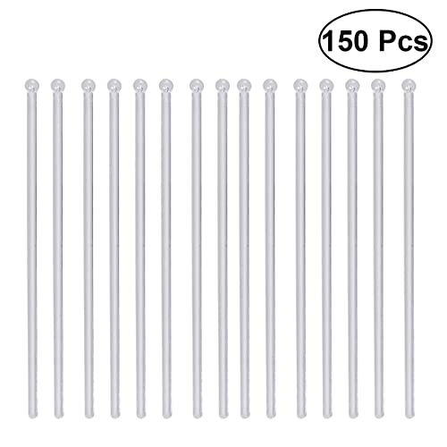 ifundom Roerstaafjes 150 Stuks Plastic Bal Hoofd Ronde Top Crystal Roerstokjes Roerstaafjes Voor Koffie Cocktail Thee - Afbeelding 3