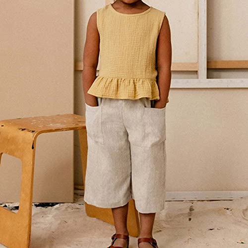 Cotton Linen Pants Kids Toddler Little Boy Girl Oversized Summer Shorts Solid Color Casual Pants Kids Short Sweatpants2
