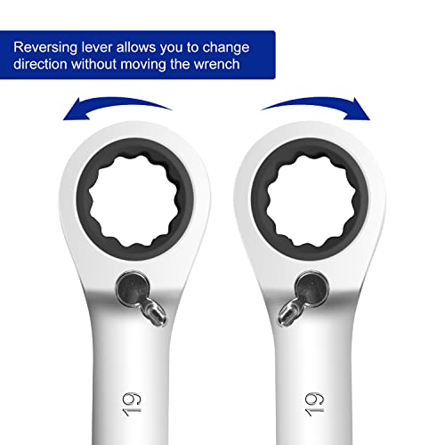 Prostormer Reversible Ratcheting Combination Wrench Set, 10-Piece 8-19Mm Metric Box End And Open End Spanner With Rolling Pouch, 72-Teeth, Cr-V Constructed #TOP2