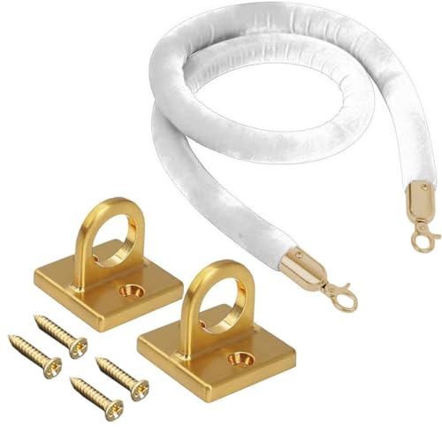 Velvet Rope,stanchion rope, Velvet Rope Wall Mounted, Hanging Barriers with 2 Hooks Kits, Red Carpet Event Crowd Control Stanchion 3Ft-13Ft(F1,2.1m/7ft)