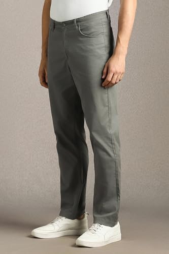 Image of Louis Philippe Men's Slim Fit 5 Pocket Made of Stretch Fabric Solid Casual Trouser