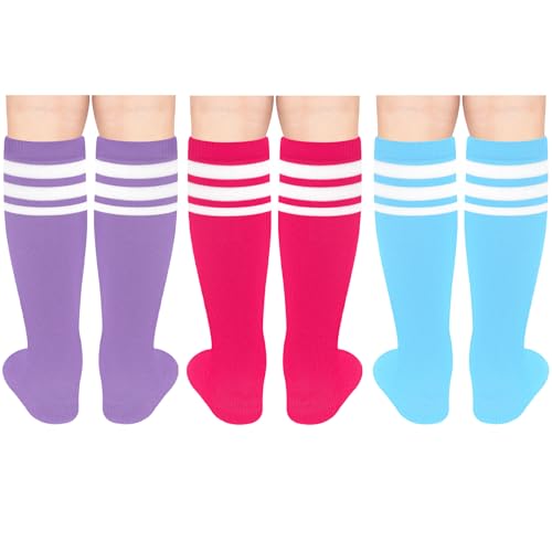 Image of Olreco 3 Pack Toddler Soccer Socks Kids Baseball Socks Boys Girls Softball Sock Youth Football Sock Athletic Accessories