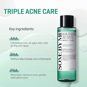 SOME BY MI AHA BHA PHA 30 Days Miracle Toner 2EA & Miracle Acne Clear Body Cleanser