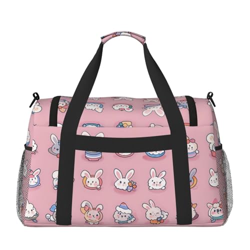 Charming Bunny Print Travel Duffel Bag for Men & Women, Foldable Travel Bags and Spacious Weekender Tote Bag for Storage Toiletry Luggage Personal Item2