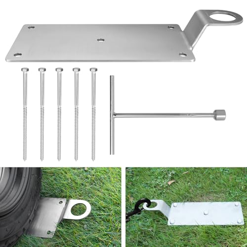 2-in-1-Multifunktions Hundepflock, rostfreier robuster stabiler Hundeanker aus Edelstahl für Auto Wohnwagen Wohnmobil, robuster Bodenhalter zum Anbinden von Hunden für Garten, Strand, Camping (Silber)