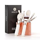 EIGSHOW メイクブラシセット 山羊毛 100%細光峰 7本化粧筆素敵なブラシホルダー付きの超ソフトメイクブラシ-- ローズゴールド