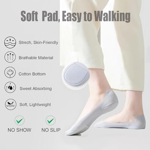 Image of 6 Pair Low Cut Womens No Show Socks With Padding For Flats Loafers Shoes