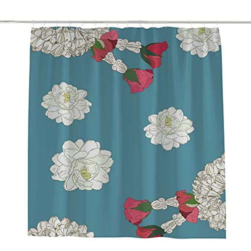 Rideau de douche anti-moisissure lavable en machine polyester floral