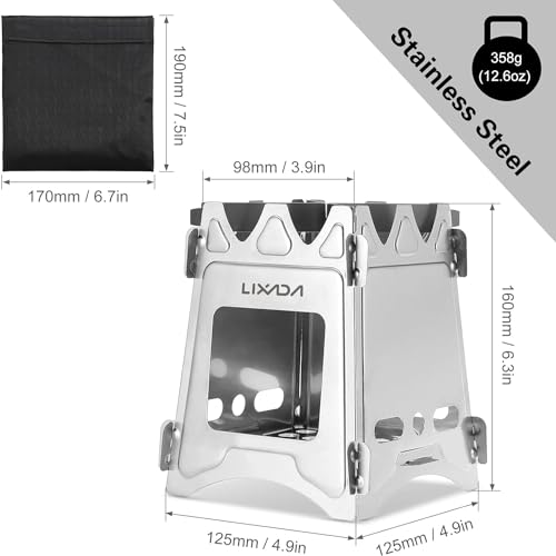 Lixada Campingkocher Holzofen Mini Holzvergaser Faltbar Tragbar Kompakt Hobo Kocher für Picknick BBQ Camping Wandern Reisen – Ansicht 4
