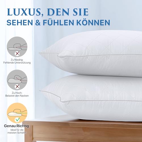 COZSINOOR Pillow 40x80 cm 2er Set, 100% Microfiber Pillow Filling Washable, Premium Sleeping Pillow Bed Pillow for Healthy Restful Sleep - Image 4