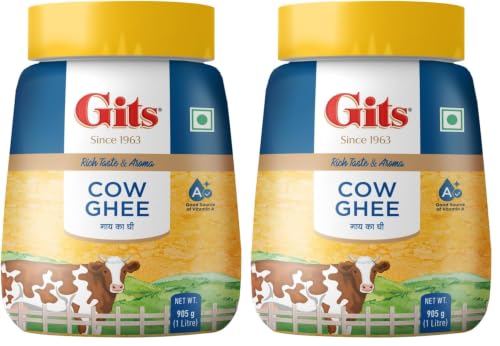 Image of Gits Cow Ghee | 1 ltr Jar | Pack of 2 | Aroma in every drop |Pure Veg | Rich Taste & Aroma|Delicious, Healthy & Nutritious | Good for the Gut, Heart, Skin and Hair