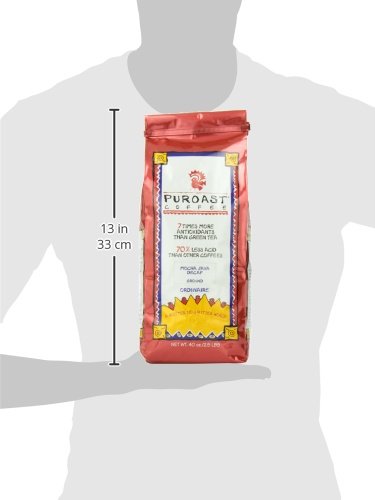 Puroast Low Acid Coffee Ground, Mocha Java Decaf, Medium Roast, Certified Low Acid Coffee, Ph 5.5+, Gut Health, 2.2 Lb, Higher Antioxidant, Smooth For Espresso, Iced Coffee #TOP6