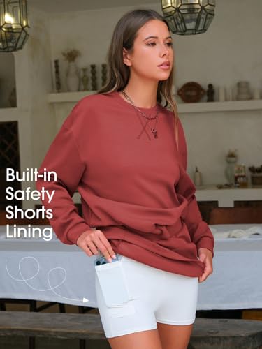 EXLURA Women 2 Piece Sets Cotton Tracksuits Workout Set Crewneck Sweatshirt Skort Short Skirt Fall Tennis Sweat Suits Pockets4