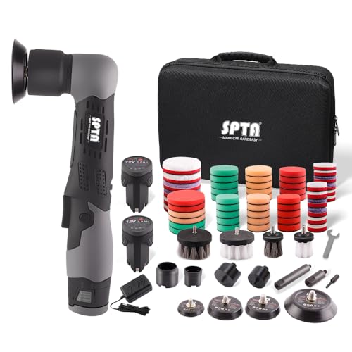 SPTA Cordless Mini Car Polisher 12V Micro Cordless Scratches Killer Car Polisher RO/DA Mini Car Polisher for polishing Sanding and Cleaning
