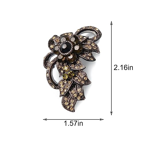 Vintage Black Gothic Brooch Pin - Rhinestone Leaf Brooch For Women #TOP5