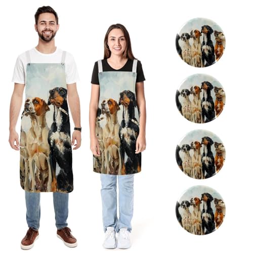 Tabliers amusants pour chien avec 2 grandes poches, tailles L et M, lot de 2