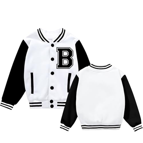 Image of BAICAIYU Kids Baseball Jackets Boys and Girls Varsity Coat Buttons Cardigan Letter Sport Letterman School Jacket