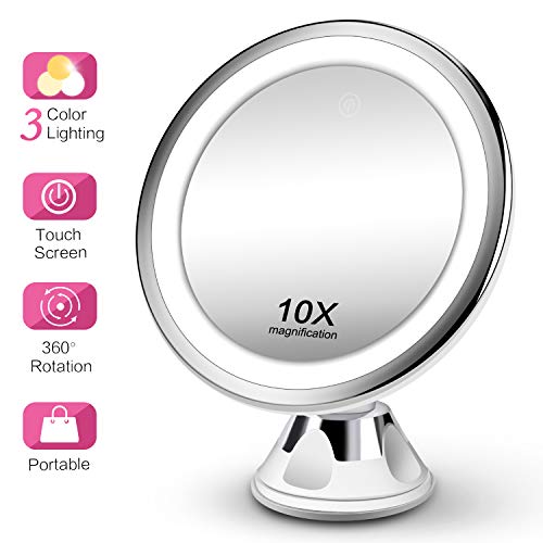 Makeup Mirror 10X Magnifying Vanity Mirror - 3 Color Modes & 36 LED