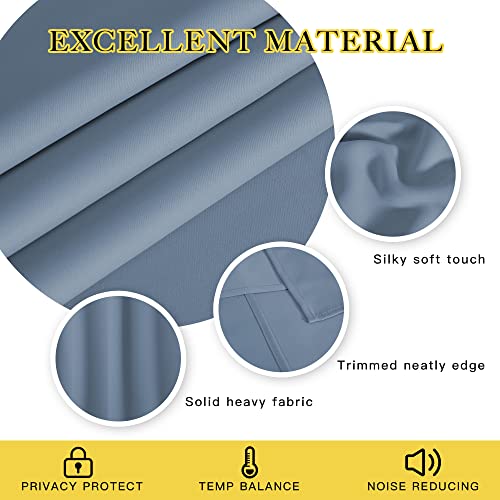NICETOWN Bedroom Curtain Room Darkening Drapery 102 inches Length - Home Fashion Thermal Insulated Grommet Room Darkening Curtain for Living Room (Stone Blue, 1 Panel, 52 x 102 inches)