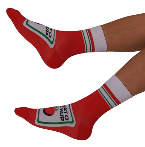 Ketchup French Fries Pattern Dress Socks Personality AB Socks Funny Novelty Crazy Design Crew Socks Gift for Men4