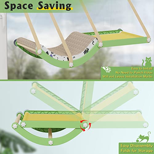 Lesnox Cat Window Perch, 2 In 1 Large Cat Hammock For Indoor Cats, With 8 Strong Suction Cups, Breathable And Washable Cat Perch, With Durable Cat Scratching Board, Weighted Up To 44Lbs #TOP5