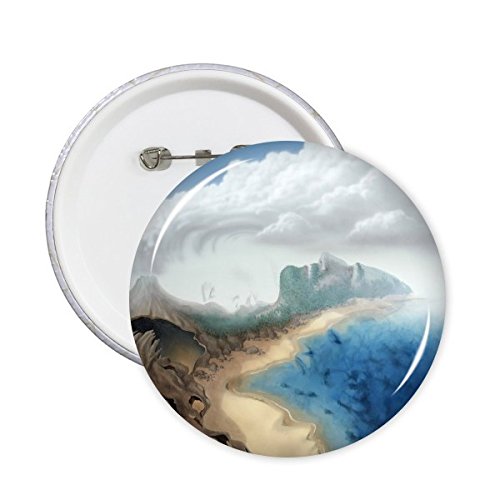 Peinture à l'huile paysage abstrait nuage : 5 badges boutons vêtements décoration motif rond