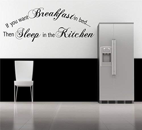 Breakfast Bed Sleep Kitchen Wall Art Quote Phrase Stickers Mural Decal transfer WSD456, Lavender Gloss, Medium