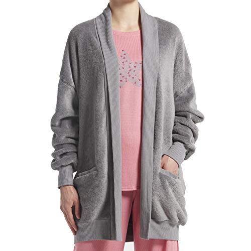 HUE Women's Cozy Robe, Frost Grey - Oversized Cardigan, S/M