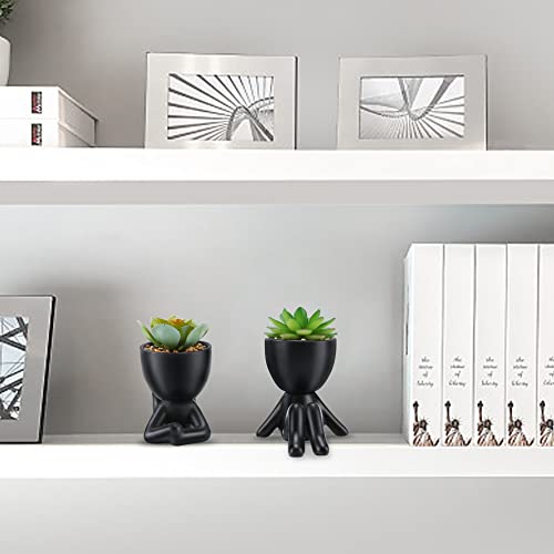 Fake-Succulent-Mini-Succulents-Plants-Artificial-in-Black-Modern-Human-Shaped-Ceramic-Pots-Desk-Decor-Desk-Plant-for-Office-Decor-for-Women-Cute-Fake-Plants-Bathroom-Decor-2PCS