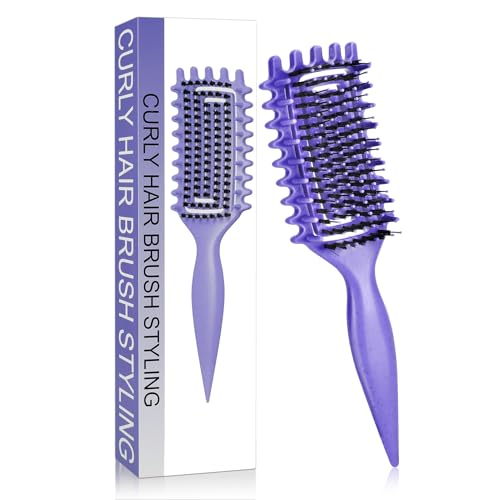 Lociban Cepillo Pelo Rizado, Cepillo de Peinado, Curl Defining Brush, Peine Pelo Rizado, Cepillo Curly Rizos, Cepillo para Dar Forma y Definir Rizos en Hombres y Mujeres(Púrpura)
