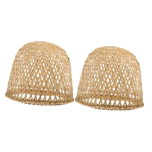 PERSELOSO 2個 和風手編み竹ランプシェード 吊り下げ用ペンダントライトカバー 軽量で丈夫なバンブー素材 ホテルや店舗向け多用途ランプシェ