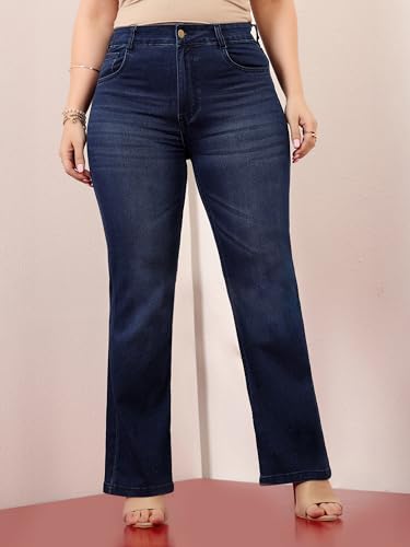 Image of Miss Chase A+ Women's Bootcut High Rise Regular Length Stretchable Denim Jeans