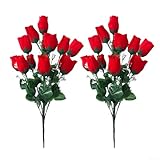 Photo Gallery hplive 2 pezzi 43 cm bouquet di rose artificiali, fiori di seta rossi, decorazione realistica per esterni Photo Gallery hplive 2 pezzi 43 cm bouquet di rose artificiali, fiori di seta rossi, decorazione realistica per esterni