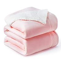 BEDSURE Sherpa Fleece Blanket Queen Size - Fluffy Microfiber Solid Blankets for Bed Large Throw, Peach Blush, 220x240cm