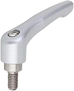 Kipp 06461-1063X50 Zinc Adjustable Handle with M6 External Thread, Modern Design Style, Stainless Steel Components, Metric, Silver Metallic Powder-Coated Finish, Size 1, 50 mm Screw Length