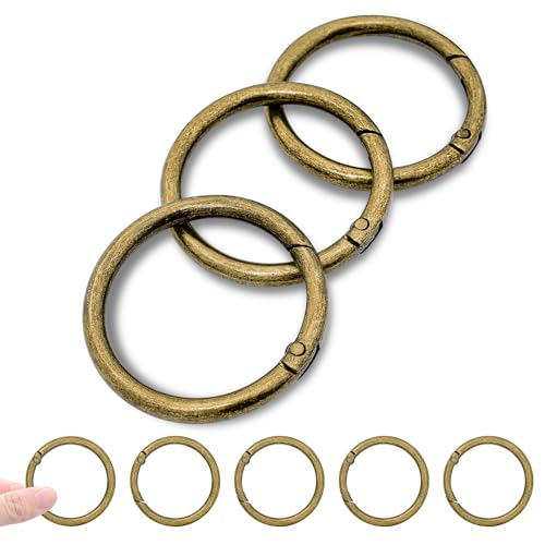 Image of CooBigo 10Pack 1-1 /2 inch inch Large Round Carabiner Clips, Metal Spring O Rings for Organizer Key Rings, Paracord Keychain Lanyard, Pet Chains, Purse Hardware, Key Snap Hooks DIY Accessory (Bronze)