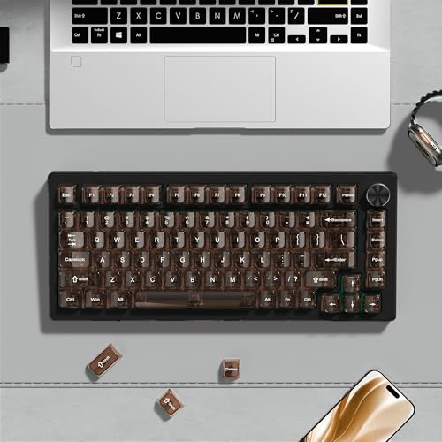 Image of dagaladoo Coffee Clear keycaps for Mechanical Keyboard,Transparent MDA keycaps 60 75 100 Percent,Ceramic Jelly Key caps Set,Shine Through Key caps for Mx Switches Mechanical Keyboard(115key)