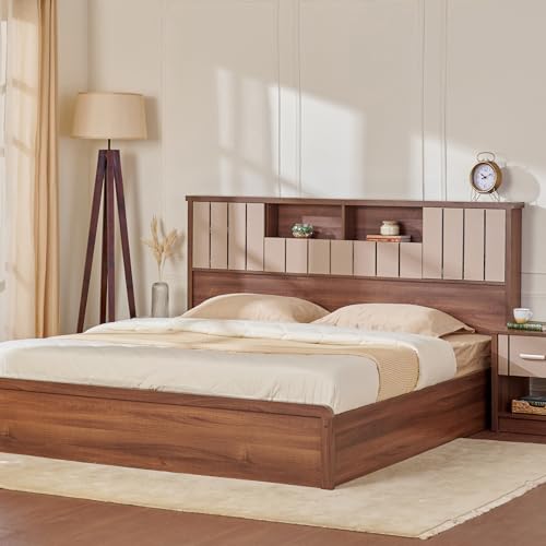 Image of Home Centre Leon Bond Queen Bed with Hydraulic Storage - Brown
