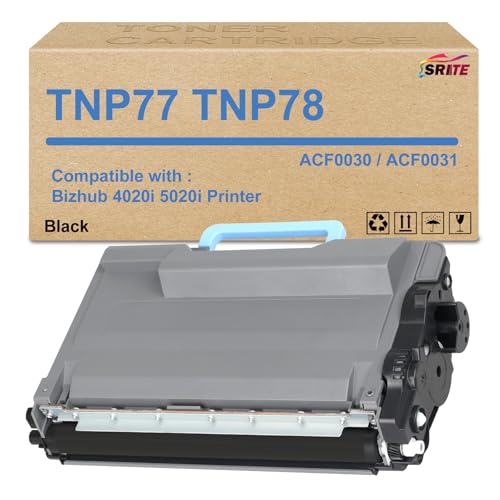 SRITE TNP77 TNP78 TNP-77 TNP-78 Black Toner Cartridge ACF0030 ACF0031 Replacement for Konica Minolta Bizhub 4020i 5020i Printers (1-Pack)