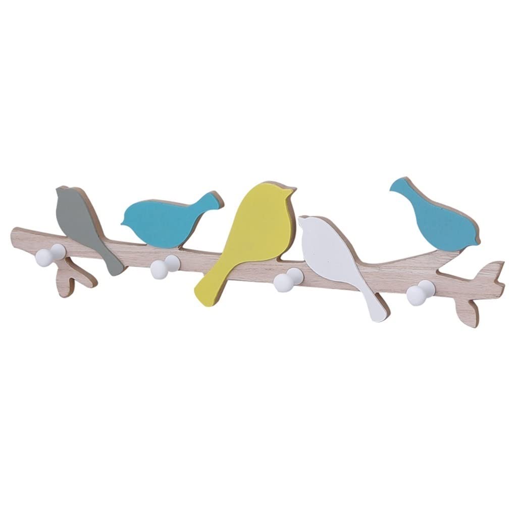 Décoration oiseau pour entrée accueillante avec patère en bois